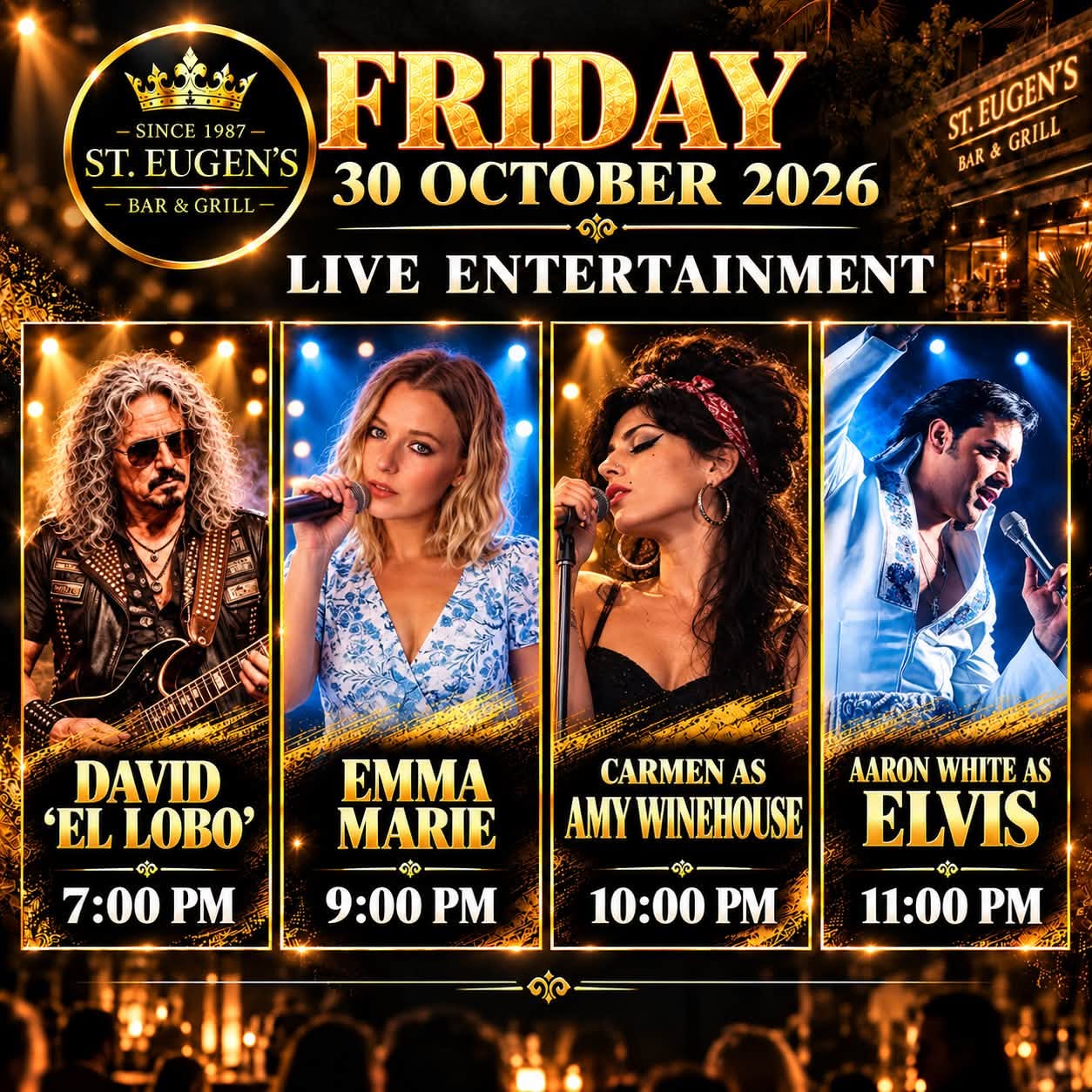 Carmen as Amy Winehouse à St Eugen's, San Eugenio – affiche d'événement à Tenerife