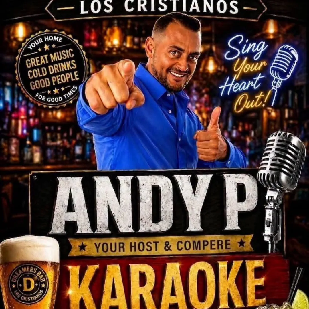 Andy P Chapman im Dreamers Bar, Los Cristianos – Veranstaltungsplakat Teneriffa