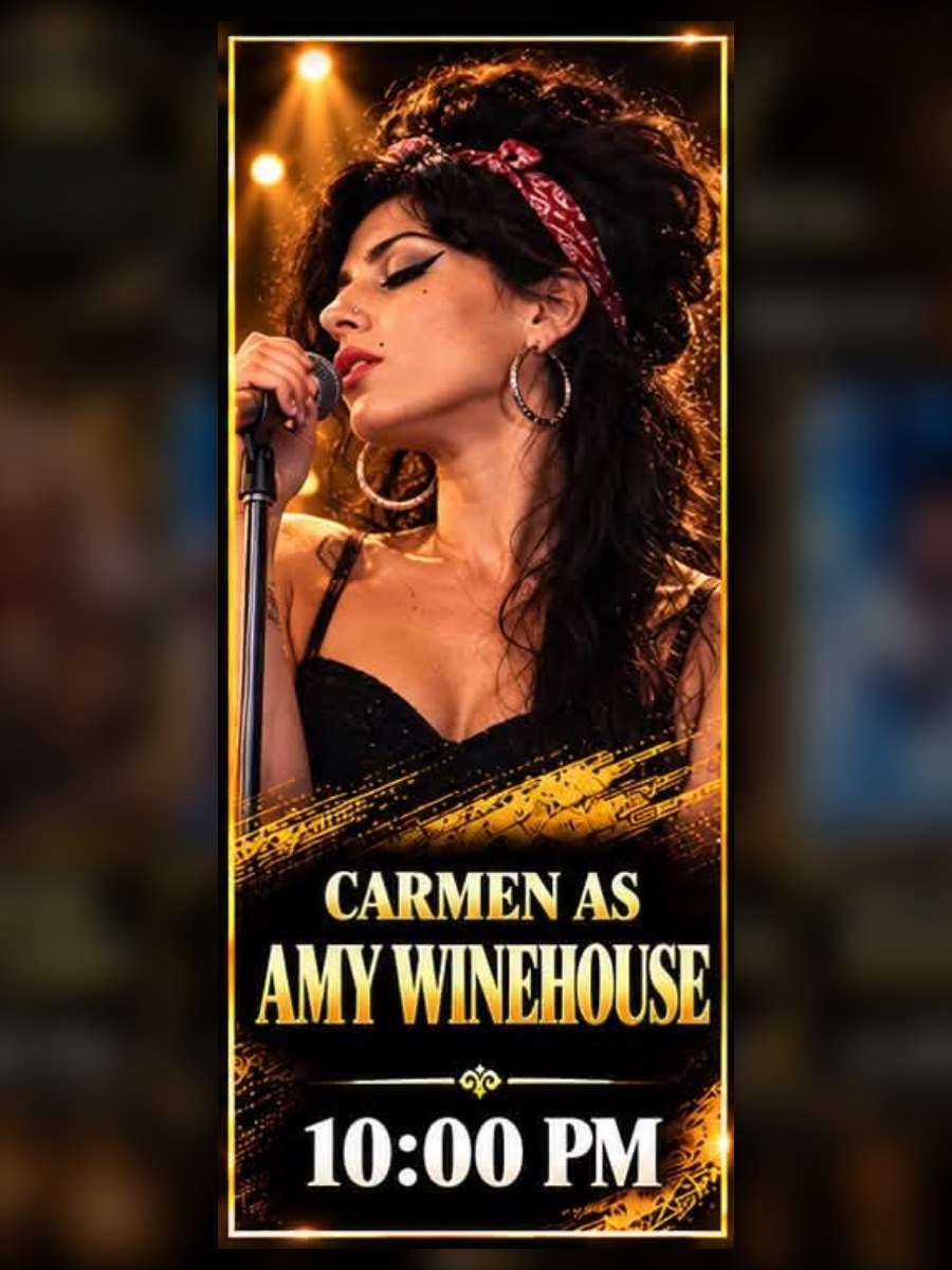 Carmen as Amy Winehouse à St Eugen's, San Eugenio – affiche d'événement à Tenerife
