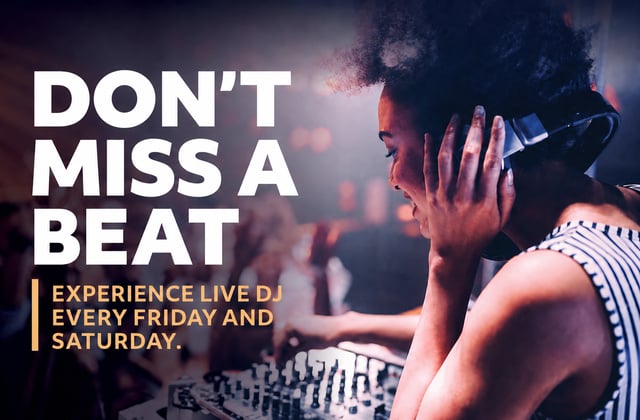 Live DJ every Friday and Saturday night en Hard Rock Cafe Tenerife, Playa de las Américas: cartel del evento en Tenerife