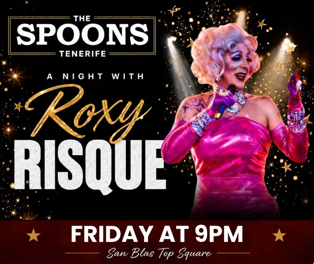 Roxy Risque im The Spoons, Golf del Sur – Veranstaltungsplakat Teneriffa