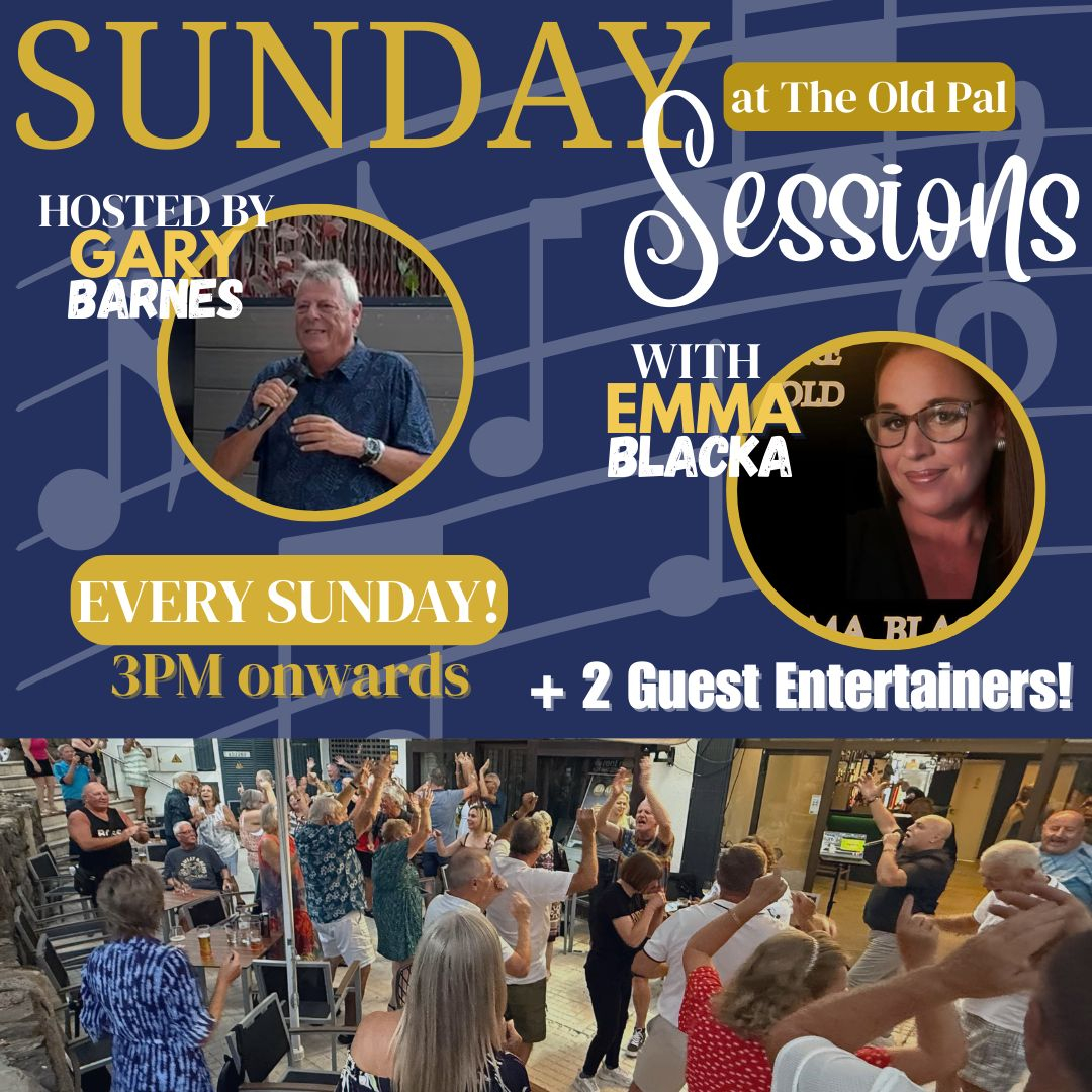 Sunday Sessions en The Old Pal Bar, Costa Adeje: cartel del evento en Tenerife