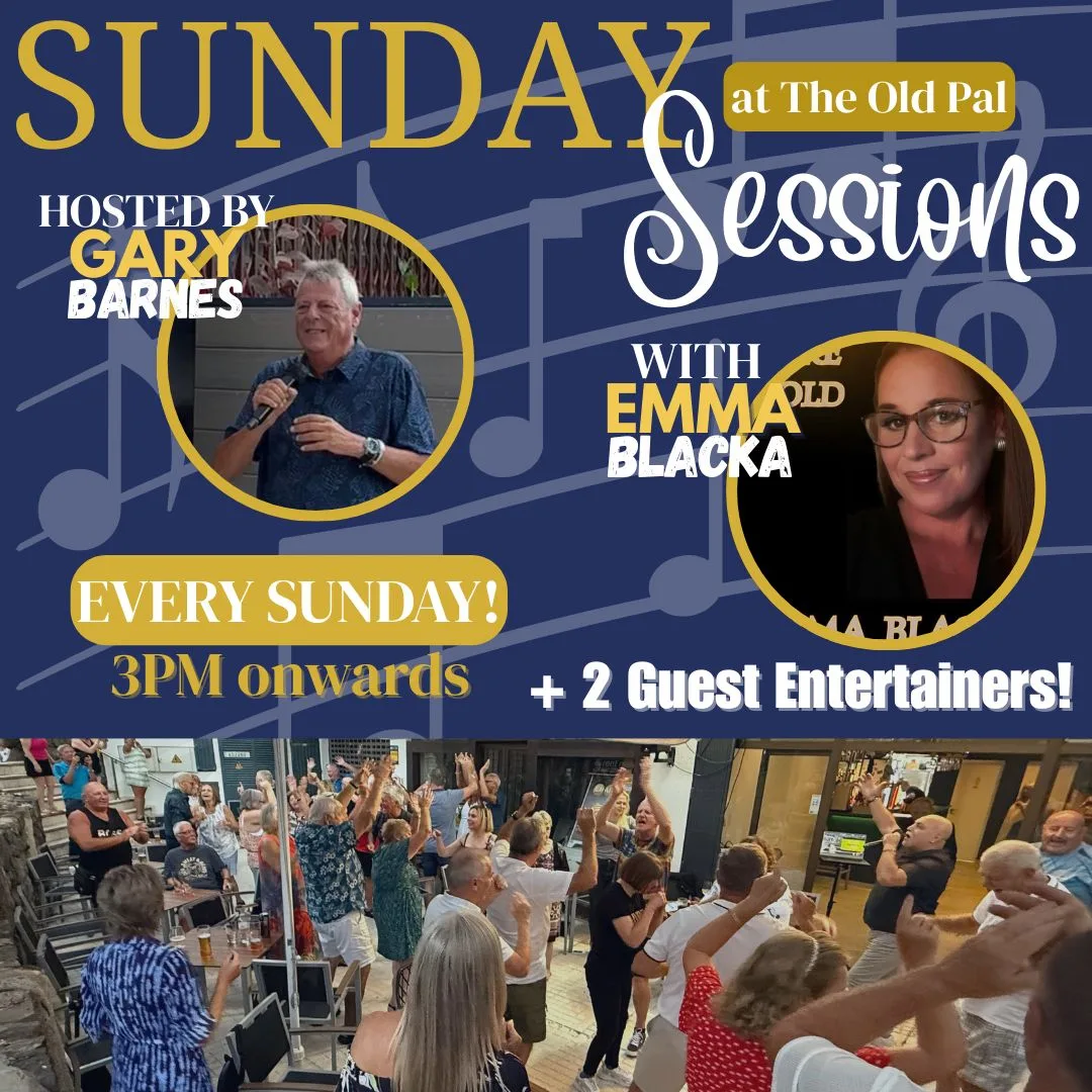 Sunday Sessions im The Old Pal Bar, Costa Adeje – Veranstaltungsplakat Teneriffa