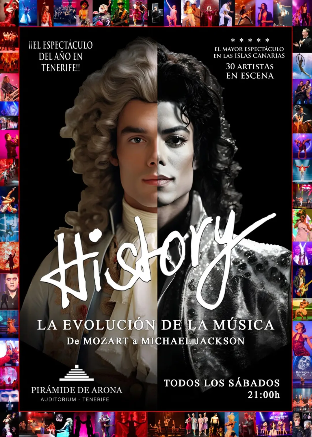 History – The Evolution of Music: From Mozart to Michael Jackson at HISTORY - The Evolution of Music, Playa de las Américas — Tenerife event poster