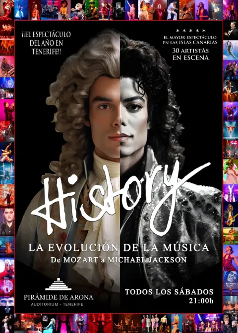 History – The Evolution of Music: From Mozart to Michael Jackson al HISTORY - The Evolution of Music, Playa de las Américas — locandina evento a Tenerife